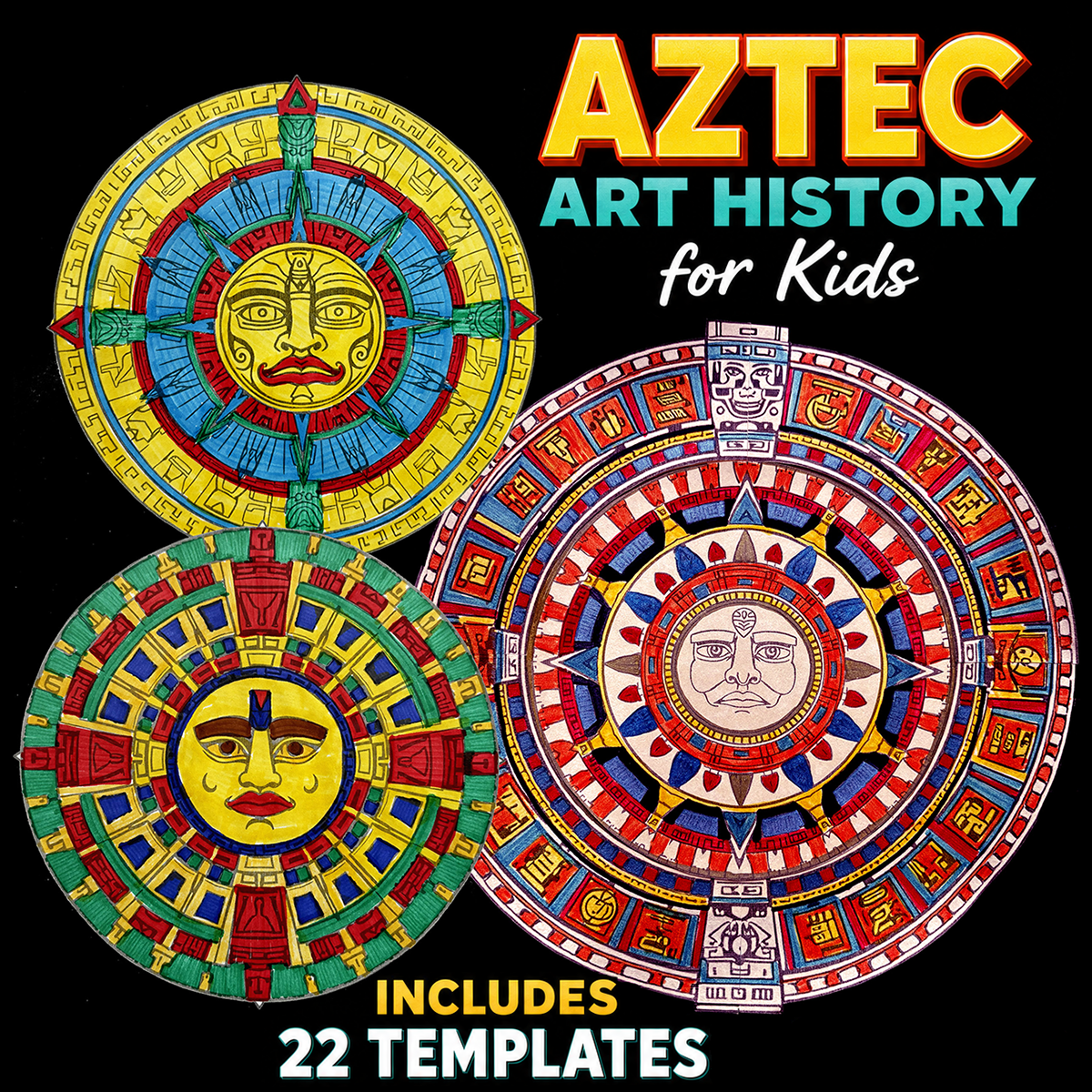 Aztec Art History Lesson for Kids – Ancient Mexico, Sun Stone, Codices & Printable Art Projects