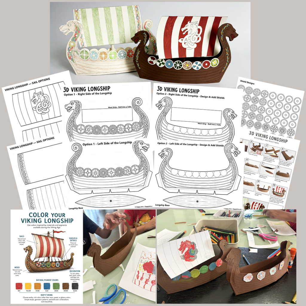 Viking Longship printable templates, shields, sails and assembly instructions
