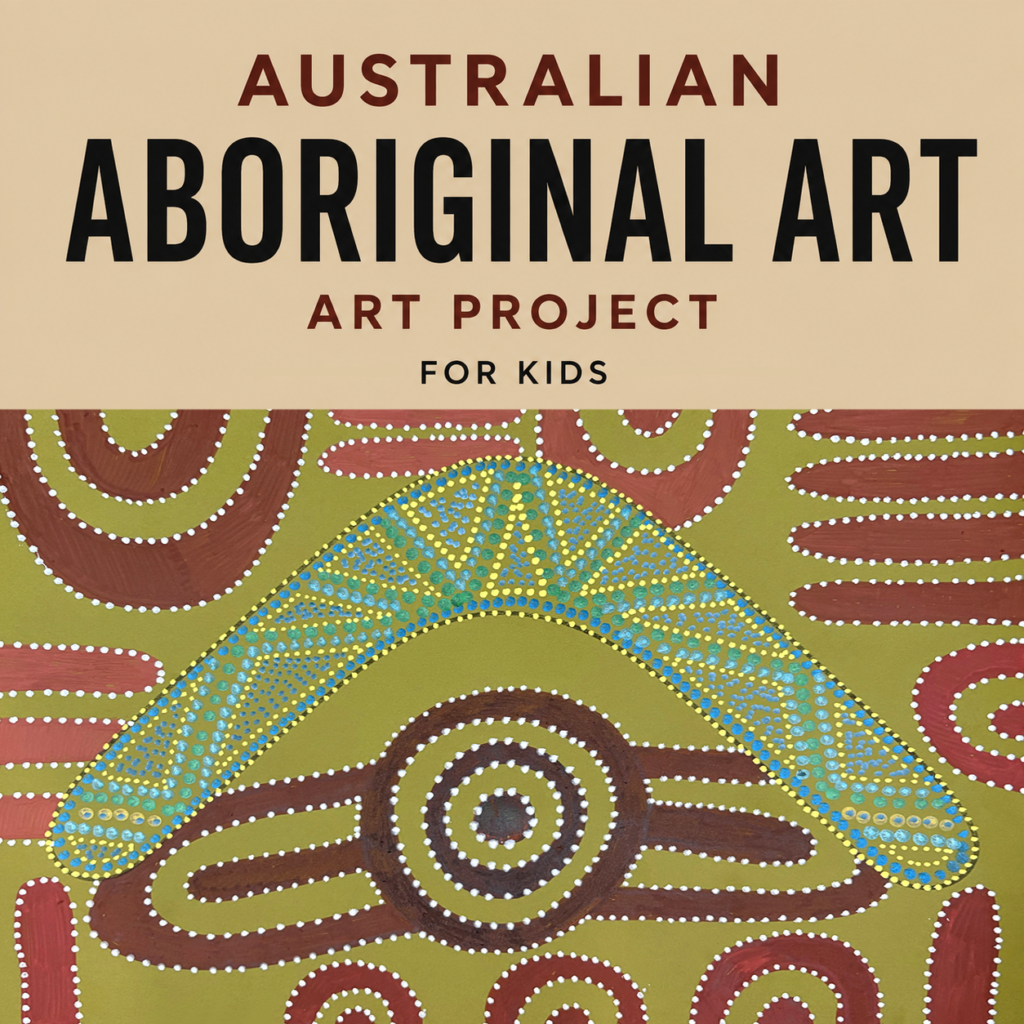Australian Aboriginal Art Project printable cover with dot painting templates for kids